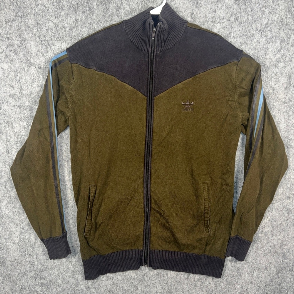 Adidas Originals Men's XL Knit Track Jacket Olive Green Grey Trefoil BCA001 Zip
